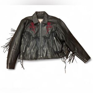 Addis leather fringe‎ jacket.  Made in the USA.  
Vintage.